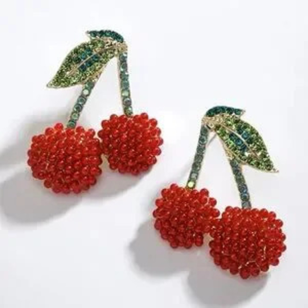 Rhinestones Cherry Earrings